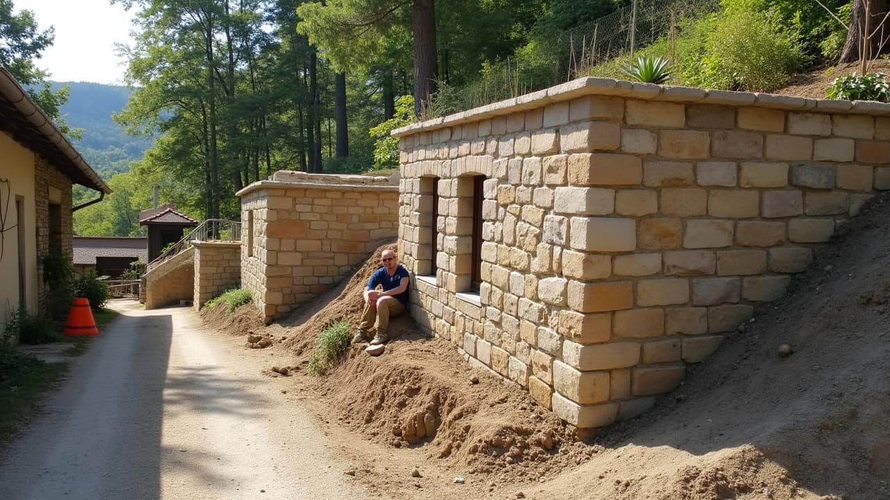 Soutènement sur une parcelle en très forte pente