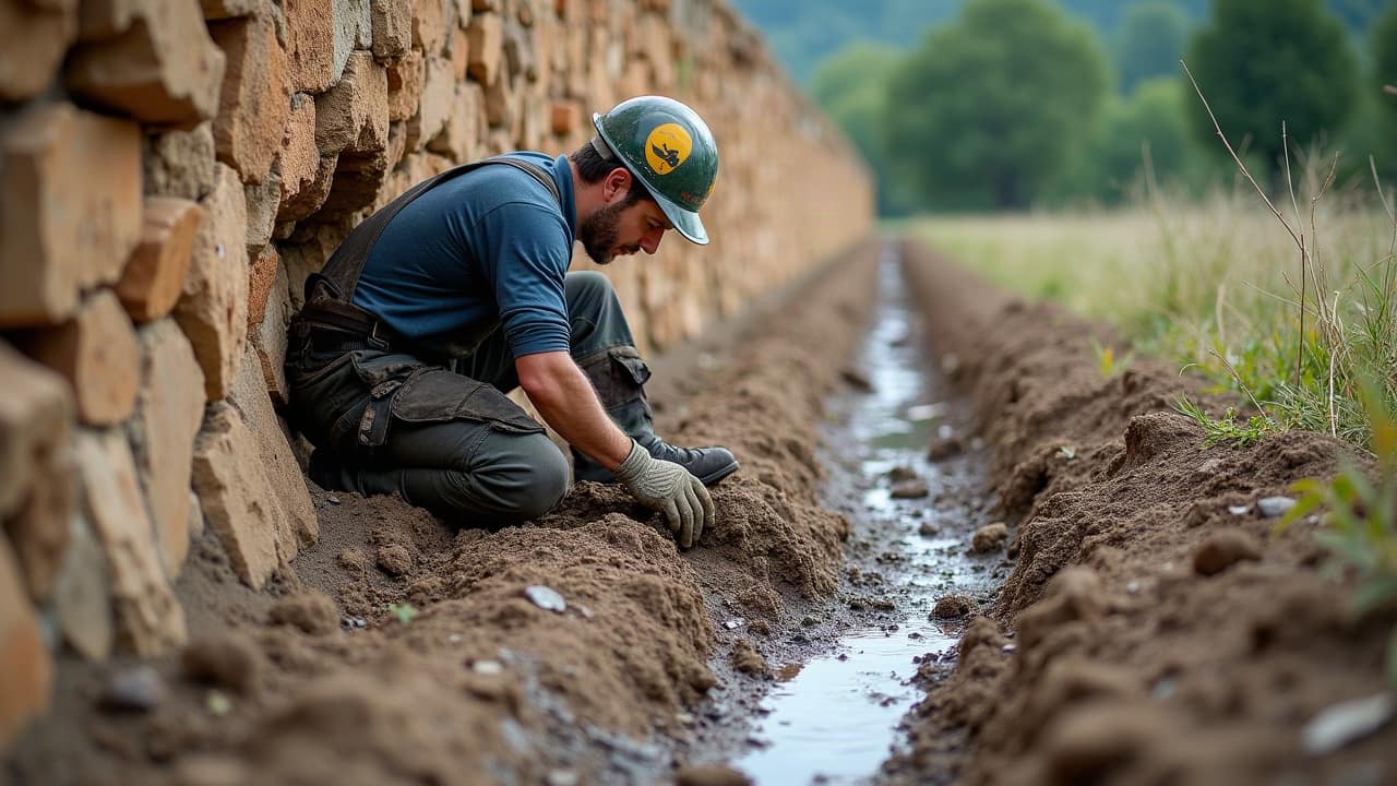 Le drain de pied de mur : un rôle distinct de la barbacane