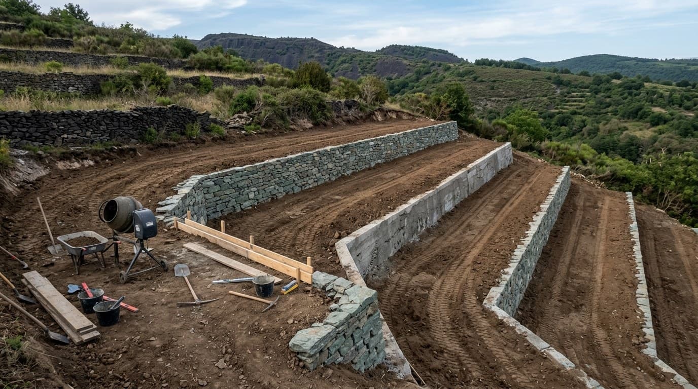 Terrassement de terrain en pente : exhaussement, affouillement et seuils réglementaires à Annonay