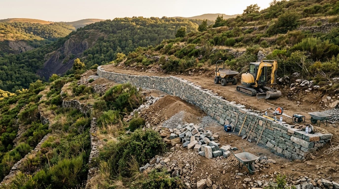 Saint-Péray, soutènement sur les coteaux de la rive droite du Rhône