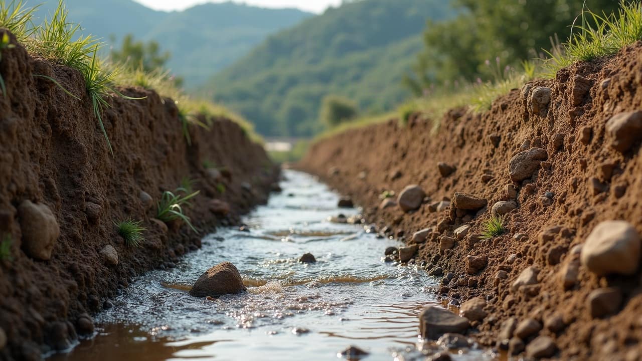 Barbacane dégagée en pied de mur, écoulement d'eau visible après une pluie