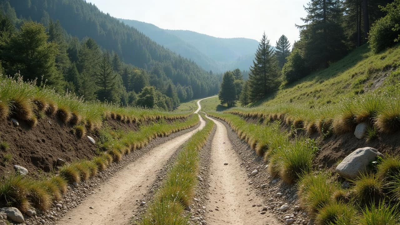 Route étroite en lacet sur un versant boisé d'une vallée encaissée du Nord-Ardèche