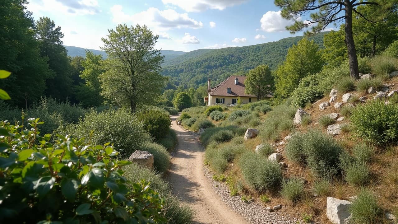 Talus végétalisé, arbustes à racines profondes plantés en couvre-sol